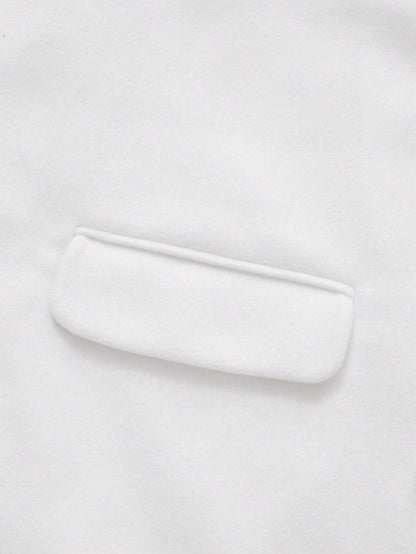 Elegant Minimalist High-End Vintage Commuting Elegant Long Coat, White Loose Overcoat, Black