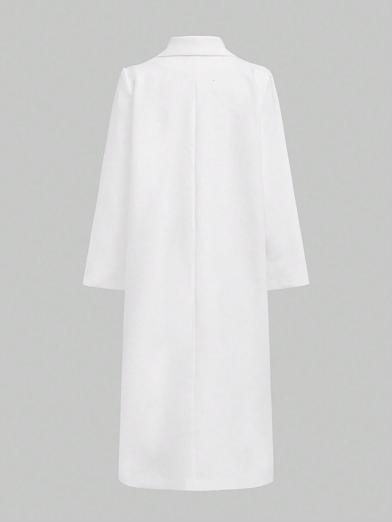 Elegant Minimalist High-End Vintage Commuting Elegant Long Coat, White Loose Overcoat, Black