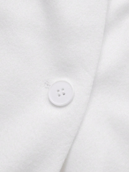 Elegant Minimalist High-End Vintage Commuting Elegant Long Coat, White Loose Overcoat, Black