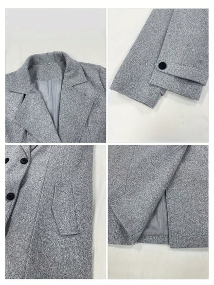Women's Wool Blend Coat, Outdoor Business Casual Slim Fit Overcoat, Autumn/Winter