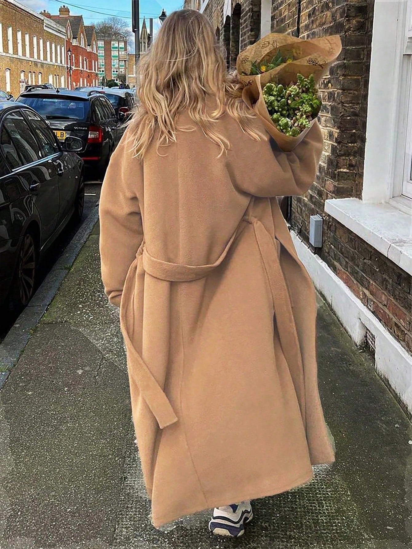 Long Camel Belted Coat — Minimalist Loose Fit