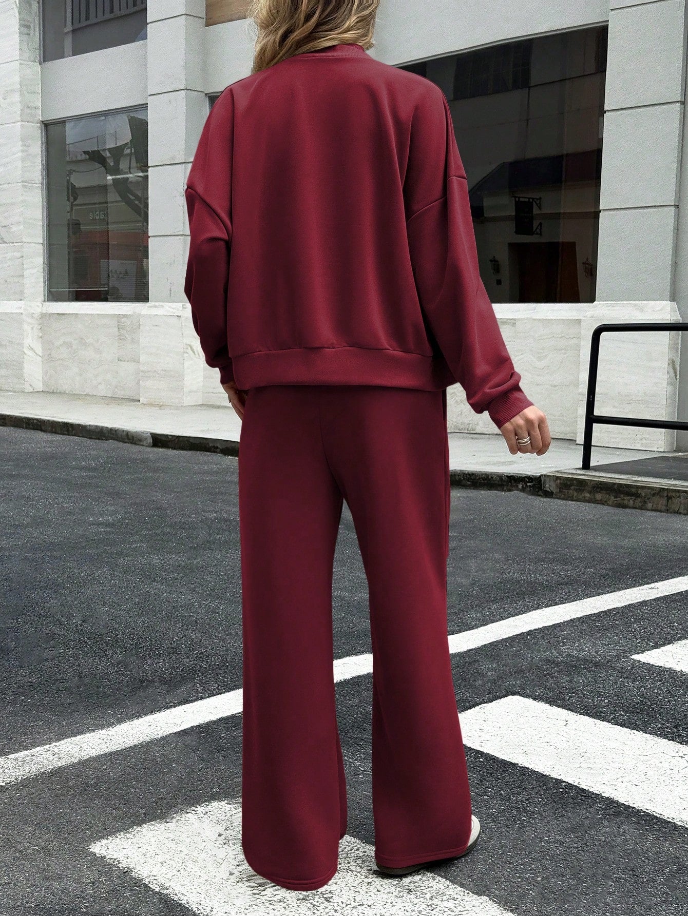 GAOVOT Women's Sweatshirt Two Pieces Fall/Winter Casual Casual Commuting Street Stand Collar Cardigan Coat And Loose Wide Leg Straight Pant Suit